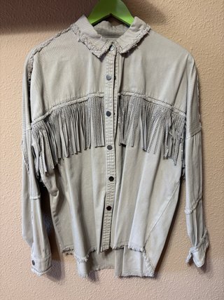 Chaqueta Beige con Flecos