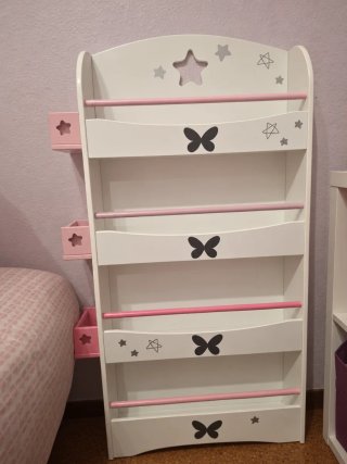 Estantería Infantil Blanca y Rosa