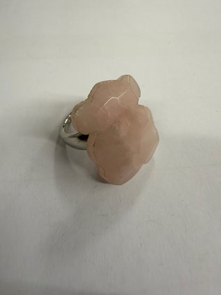 Anillo Maxi Piedra Rosa Cruda Plata