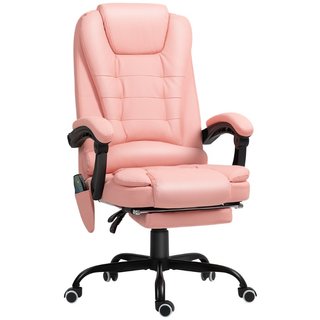 Silla oficina sillón masaje polipiel 7 puntos rosa