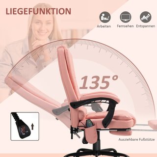 Silla oficina sillón masaje polipiel 7 puntos rosa