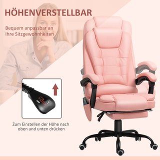 Silla oficina sillón masaje polipiel 7 puntos rosa