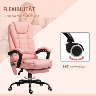 Silla oficina sillón masaje polipiel 7 puntos rosa