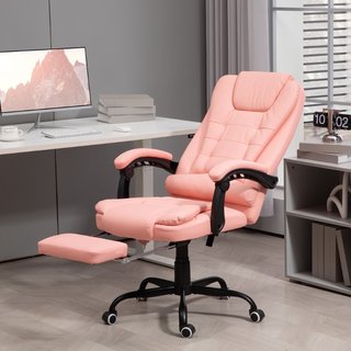 Silla oficina sillón masaje polipiel 7 puntos rosa