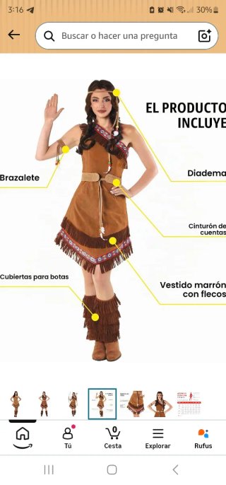 Disfraz India Nativa Mujer Talla Única
