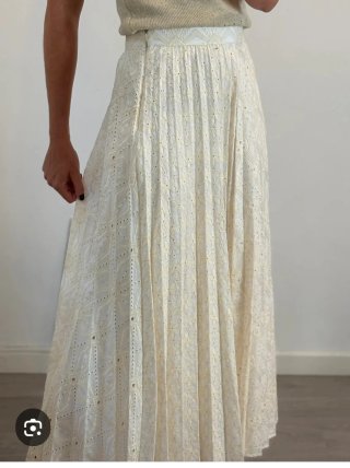 Falda Zara Plisada Blanca Talla S
