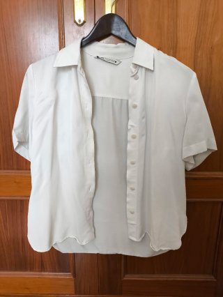 Camisa Blanca Manga Corta Zara