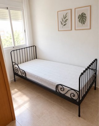Cama individual 90 metálica extensible con colchón