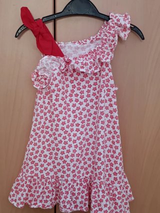 Vestido infantil estrellas rojo y blanco