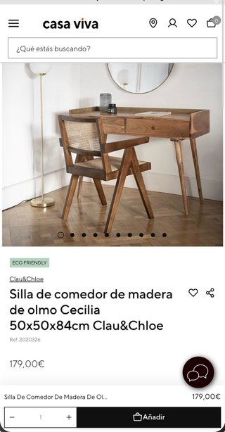 Silla salón madera y ratán Casa Viva