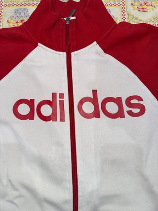Adidas Sudadera Cremallera Roja Vintage 90s