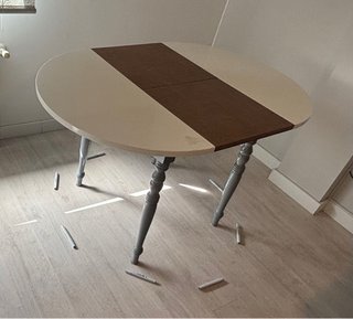 Mesa comedor extensible blanca y gris