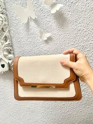 Elegante bolso mediano marrón y beige – Kiabi