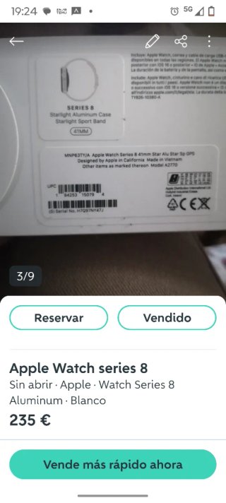 Apple Watch Series 8 GPS 41mm Plata
