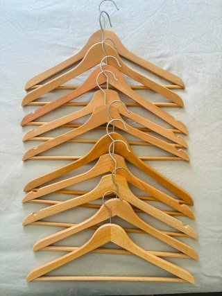 Lote 10 Perchas Madera Natural