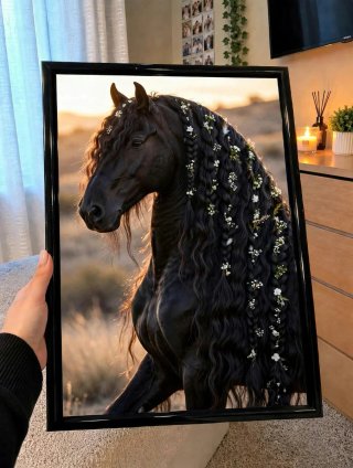 Lámina fotográfica de caballo con flores