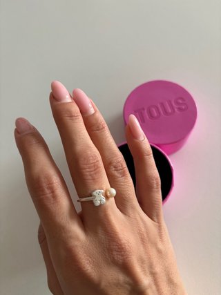 Anillo Tous de Plata con Oso y Perla