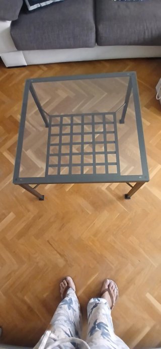 Mesa de centro cuadrada cristal y metal