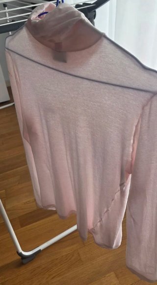 Jersey Lacoste cuello alto, manga larga rosa mujer