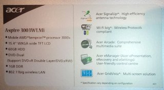 Portátil ACER Aspire 3003