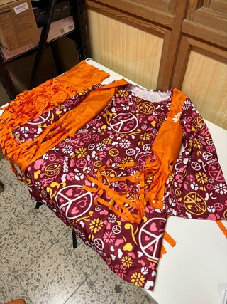 Disfraz hippie mujer años 60 70 talla XXL