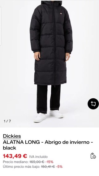 ABRIGO ACOLCHADO LARGO HOMBRES DICKIES, TALLA XL
