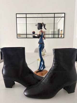 Botines piel Mango Talla 39 Negros