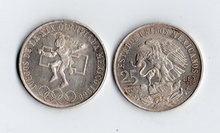 Moneda 25 Pesos México 1968 Plata