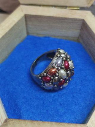 Anillo Cúpula Vintage con Perlas