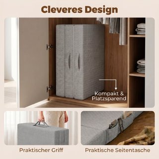 Colchón plegable futón espuma 200x90 cm gris claro