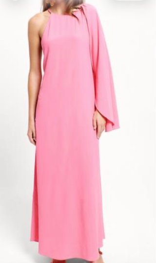 Vestido fiesta Zara rosa asimétrico