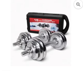 Set di manubri cromati regolabili da 15 kg