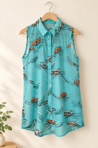 Blusa sin mangas Suiteblanco azul