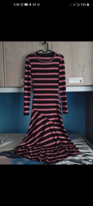 Vestido largo rayas Stradivarius