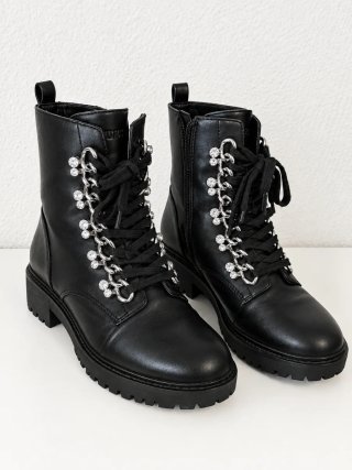 Botines Guess Negros con Cadena y Cristales