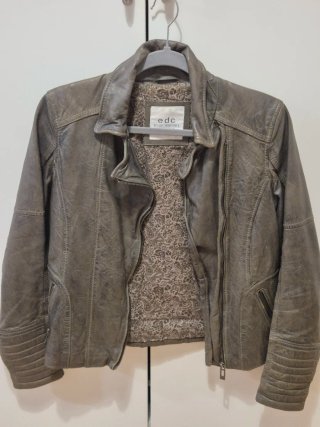 Cazadora de cuero gris edc by Esprit
