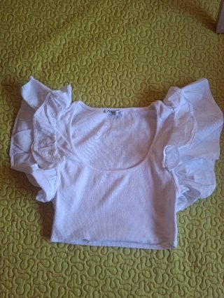 Top Zara volantes blanco XS
