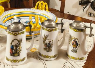 Set 3 Boccali Birra Ceramica Splugen Rari