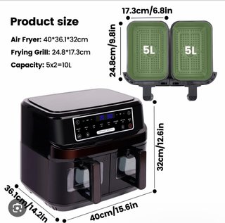 Freidora Air Fryer Doble 10L