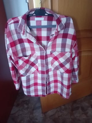 Camisa cuadros Zara M/38/10 roja y blanca
