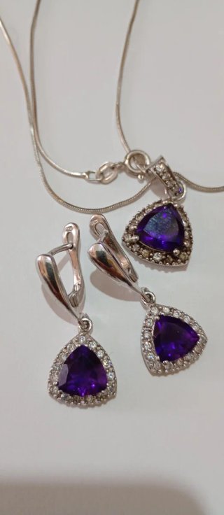 Conjunto de Collar y Pendientes Plata y Amatista