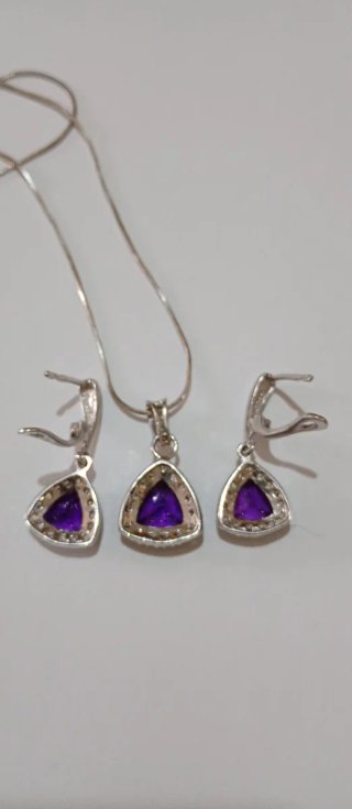 Conjunto de Collar y Pendientes Plata y Amatista