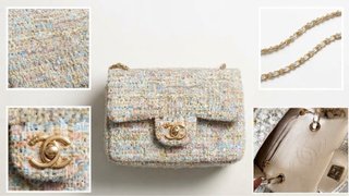 Bolso Chanel Classic Flap Tweed Blanco y Dorado