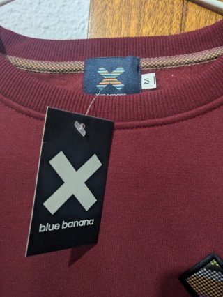Sudadera Blue Banana burdeos con parche X