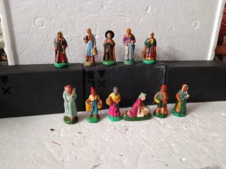 Set di 11 pastori per presepe in terracotta