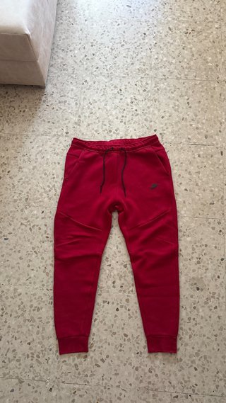pantalón nike tech rojo y negro original