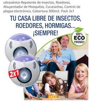 Repelente Ultrasónico Insectos Roedores 300m2 Pack
