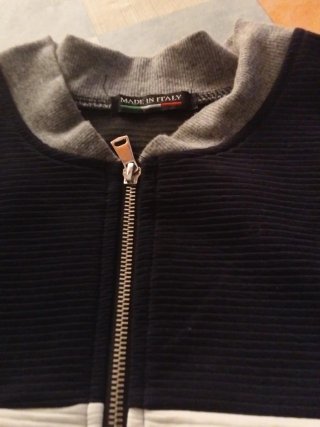 Chaqueta de punto acanalado tricolor