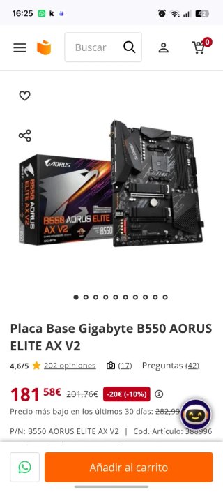 Placa Base Gigabyte B550 AORUS Elite AX V2 WIFI