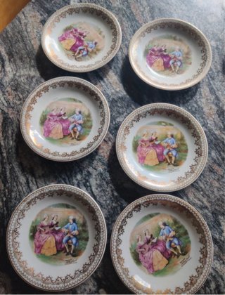 Set de 6 Platos de postre cerámica vintage